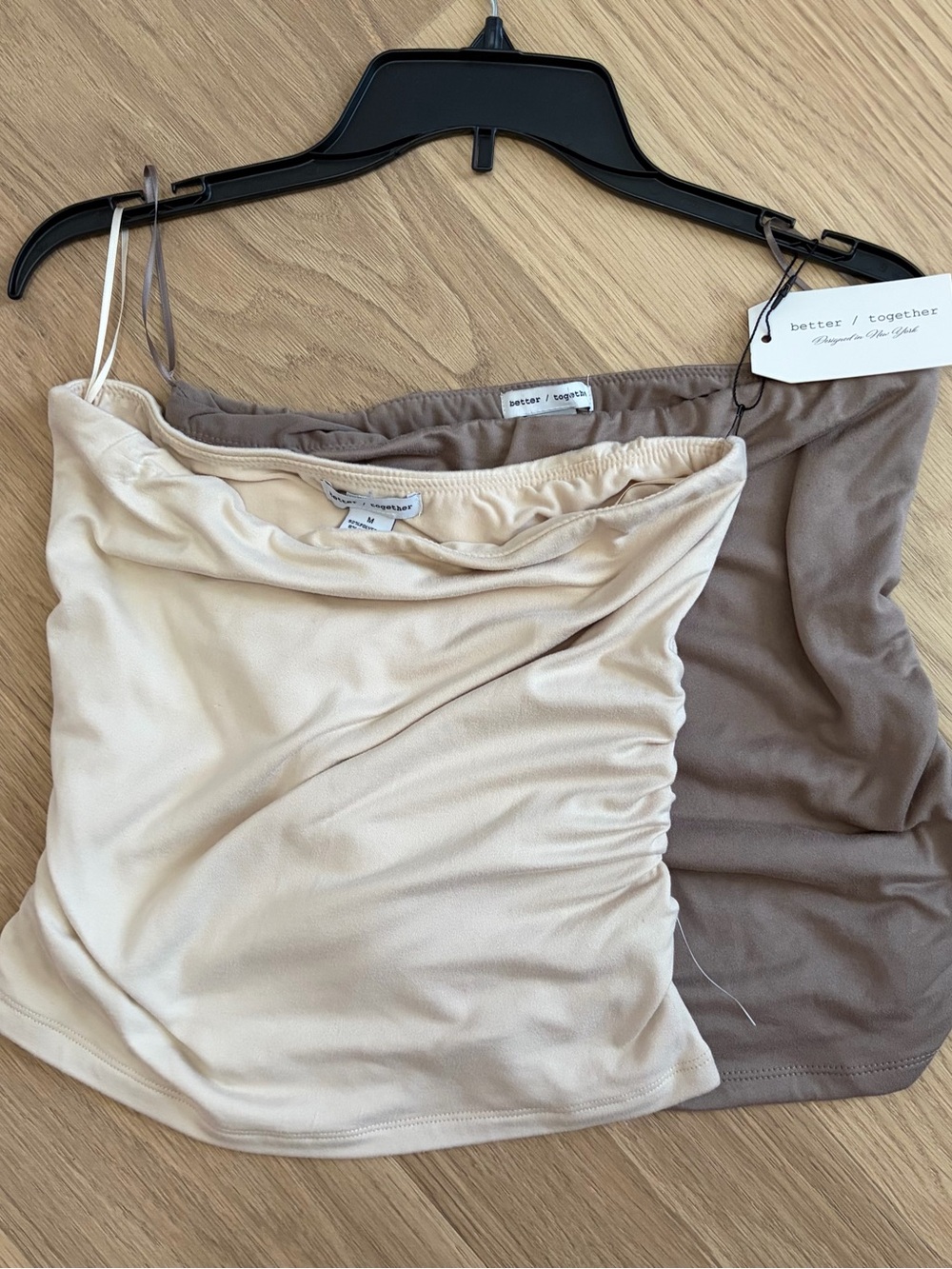 Better Together Cream & Taupe chic Strapless Tops size M rouged double layered